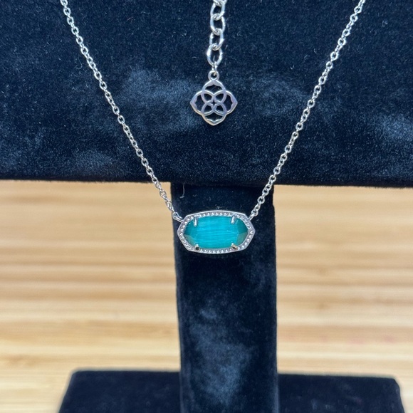 Kendra Scott Silver Necklace with Teal Pendant - Picture 5 of 7